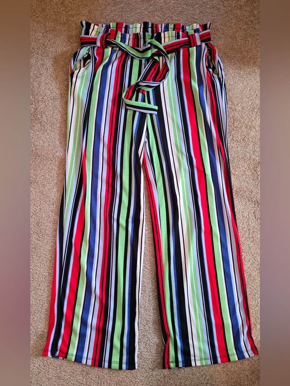 French Laundry Multicolor Striped Paperbag Waist Pants